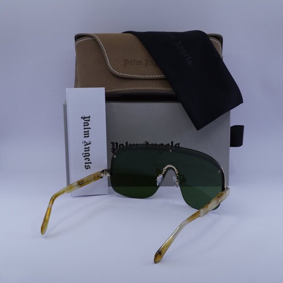 Palm Angels PERI10I KING 2455 Shield Sunglasses - Light Havana Gold/Green - Picture 9 of 9